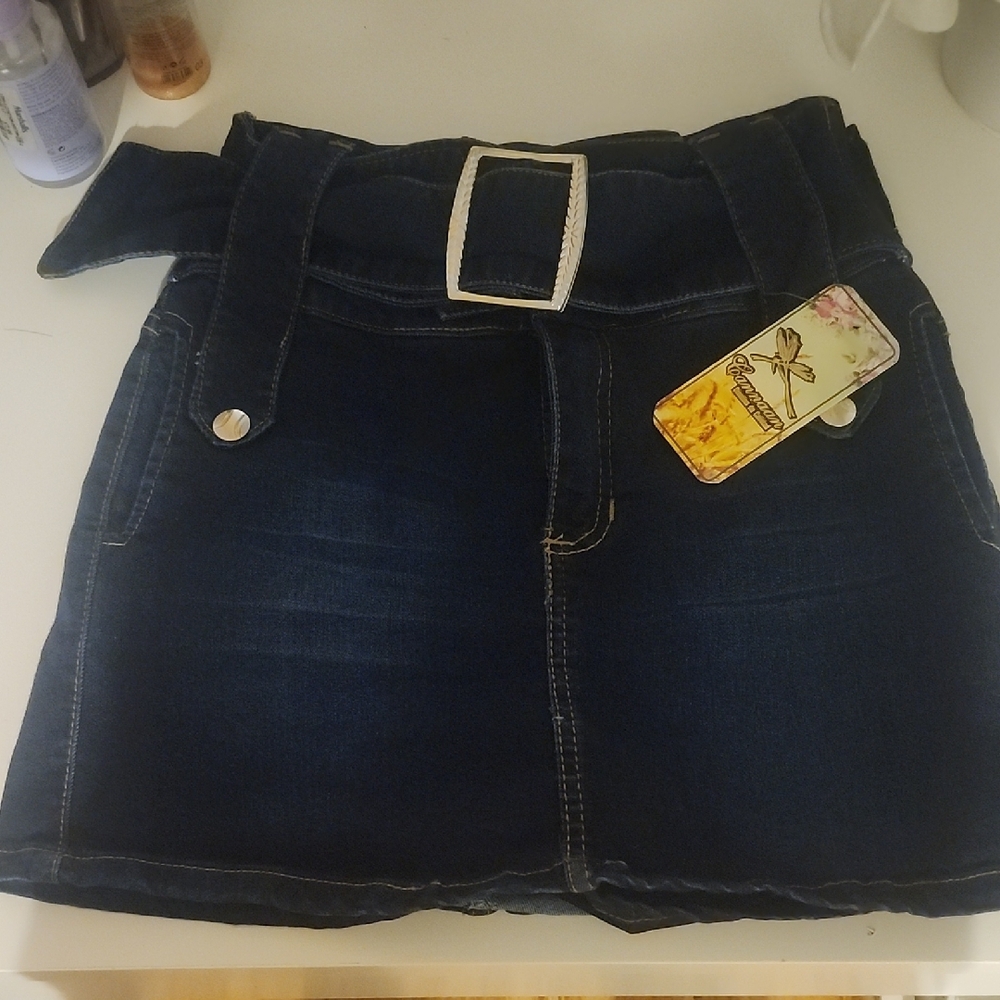 Dark Blue Denim Mini Skirt